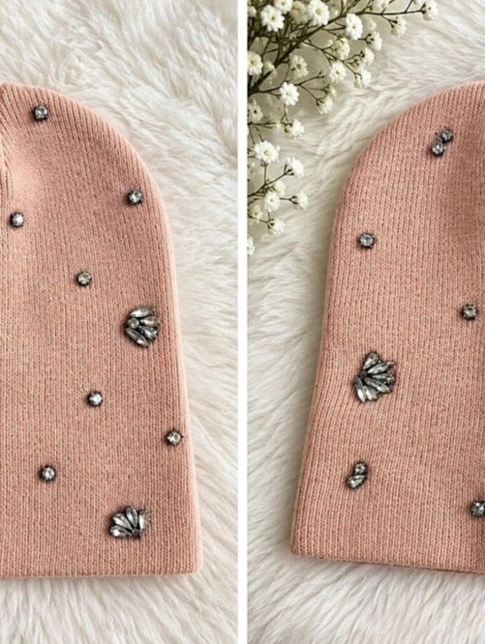 Embellished Pink Knit Beanie Like New